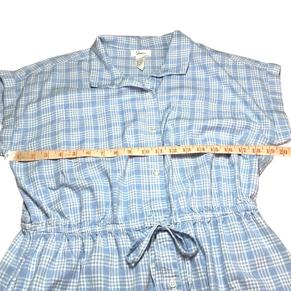 JAPNA 100% Cotton Plaid Short Sleeve Shirt Dress Button Front Hi-Lo Hem Sz XL - Picture 5 of 7